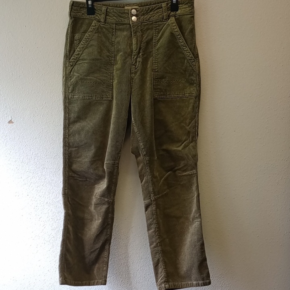 Pilcro Corduroy Green Straight Cotton Casual Stretch Pants Size 30